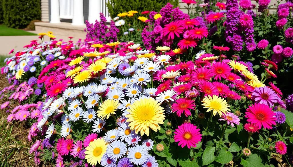 Colorful perennials in front yard