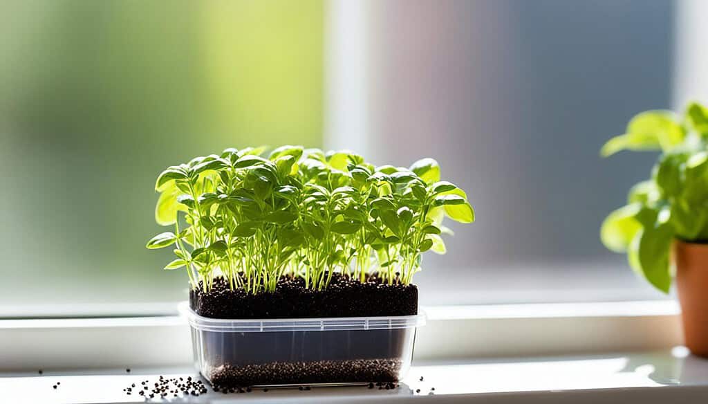 Growing basil microgreens