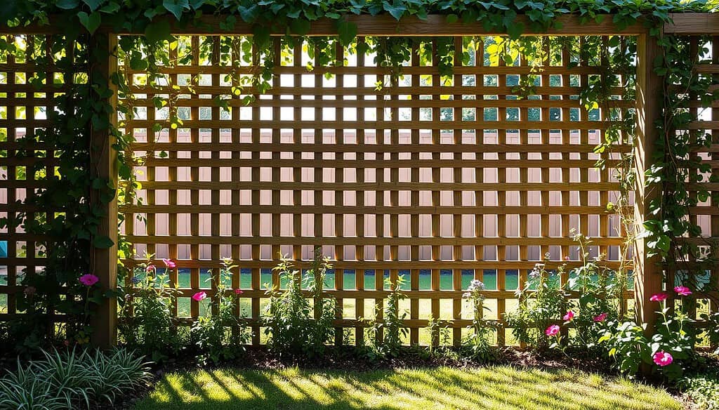 Lattice privacy screen in backyard