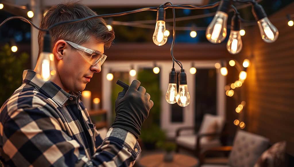 Outdoor string light maintenance