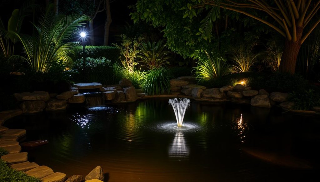 Pond lighting and water features