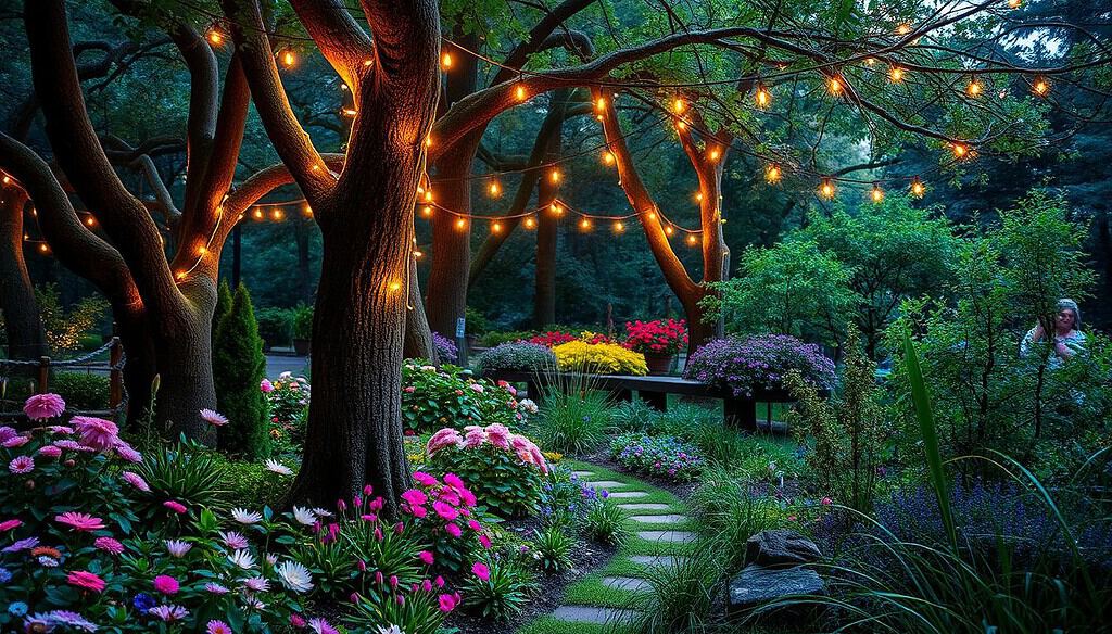 Whimsical backyard lighting