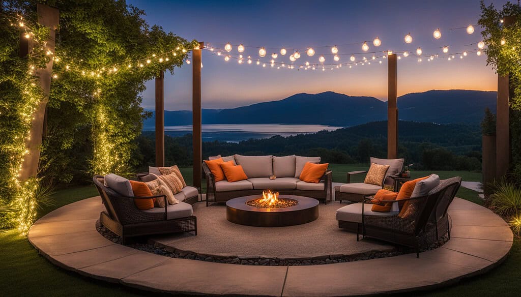 cozy seating with string lights