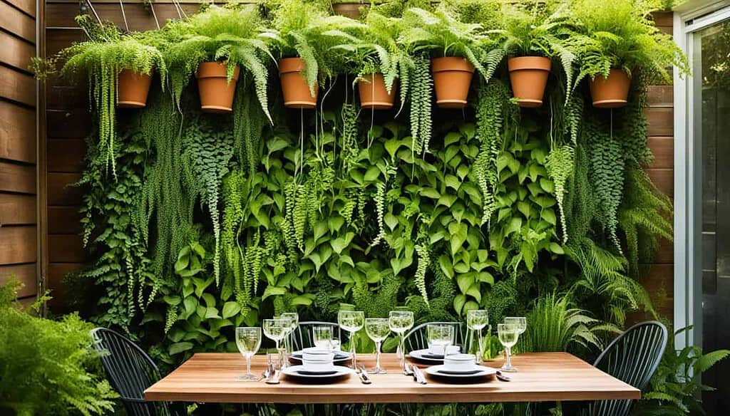 greenery and planters on a small deck