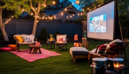 how to set up a backyard movie night